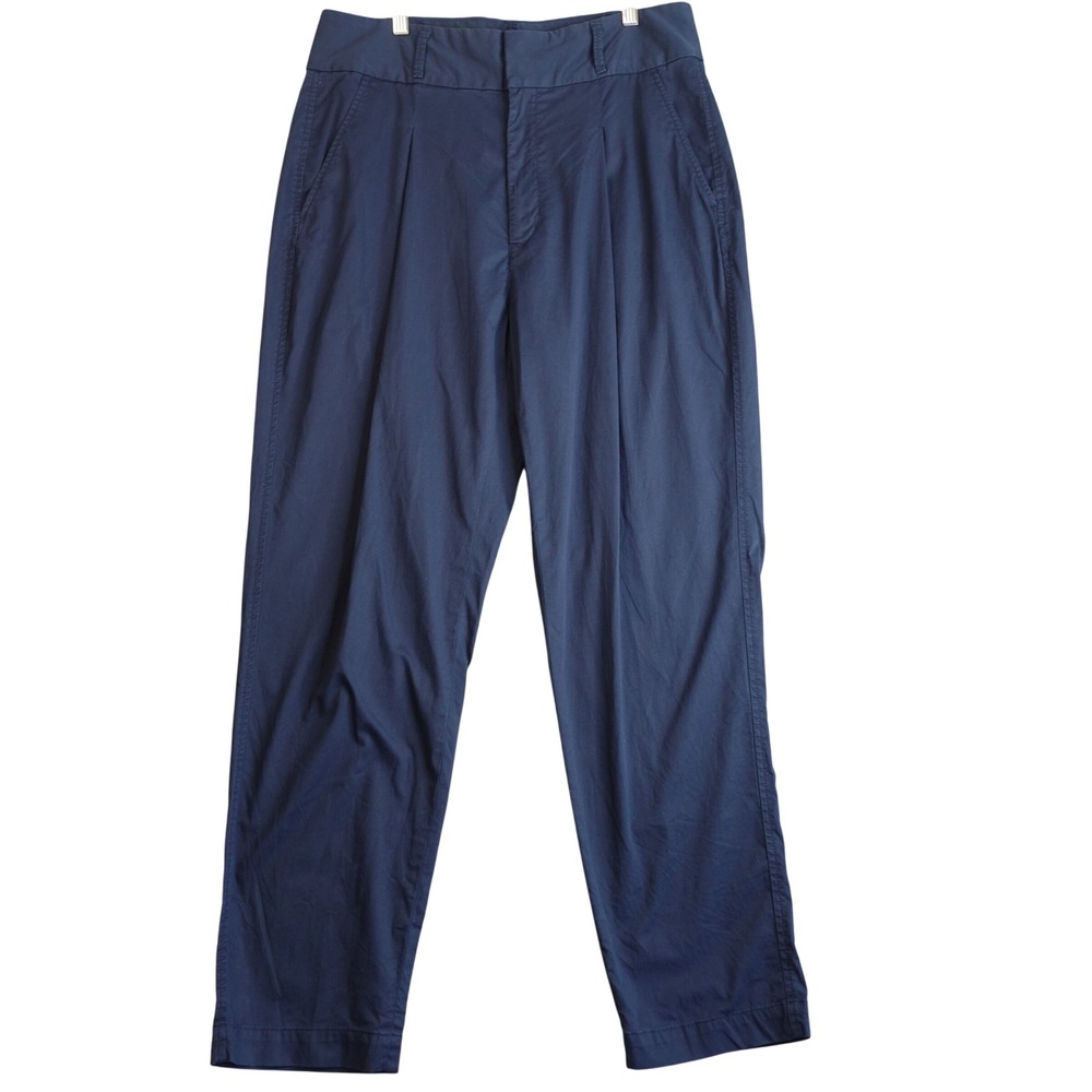 Polo Ralph Lauren Pleated Pants Womens 12 Navy Blue High Rise Trousers Nautical